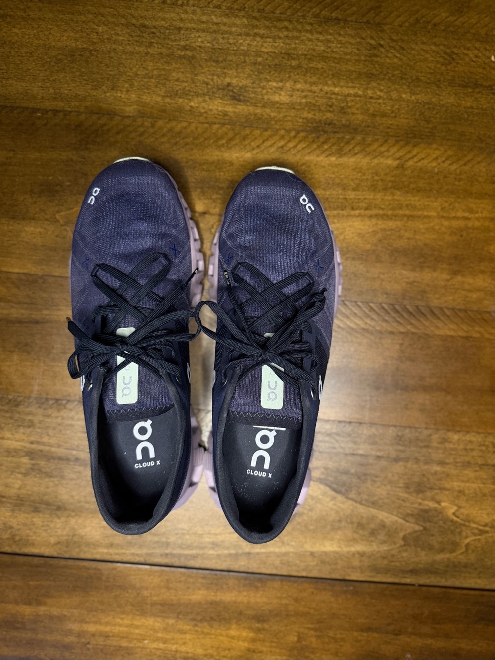 On Running Cloud X Women's Running Shoes in Dark Purple with Pink Soles